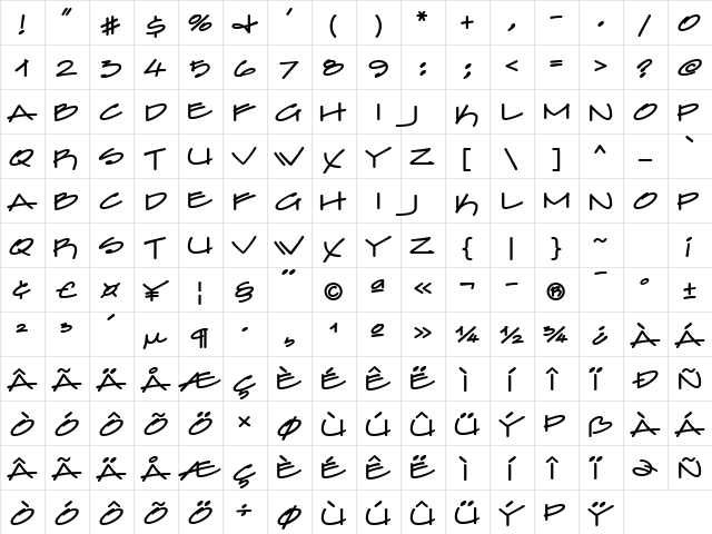 Farfel ICG Felt Tip Regular  glyph index