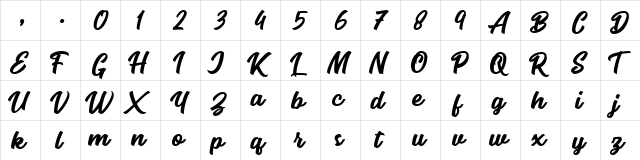 Seact Clean Regular  glyph index