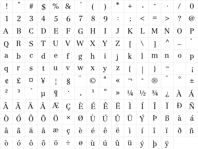 Centennial LT Std 45 Light  glyph index