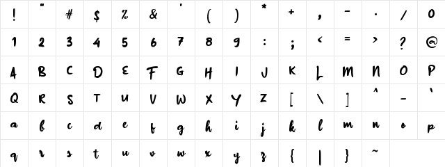 a Buster Down Regular  glyph index
