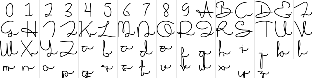 Sakila Script Regular  glyph index