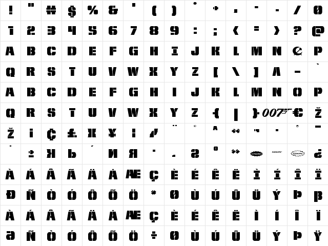 From BOND With Love Expanded Expanded  glyph index