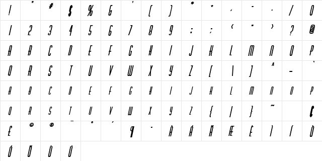 RobaloSCapsSSK BoldItalic  glyph index