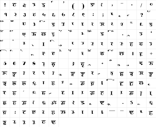 AkrutiDevPrakash Normal  glyph index