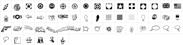 P22PopArt Regular  glyph index