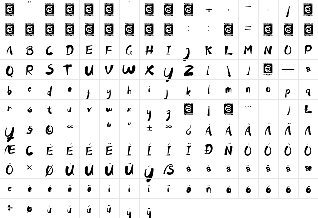 Clowney Regular  glyph index