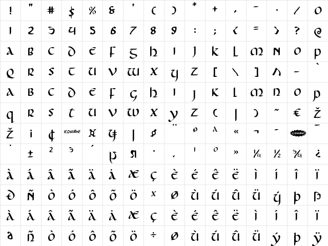 Foucault Expanded Expanded  glyph index