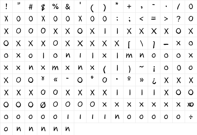 Oxmox Regular  glyph index
