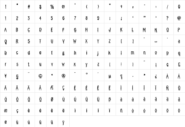 IndecisionBasic Regular  glyph index
