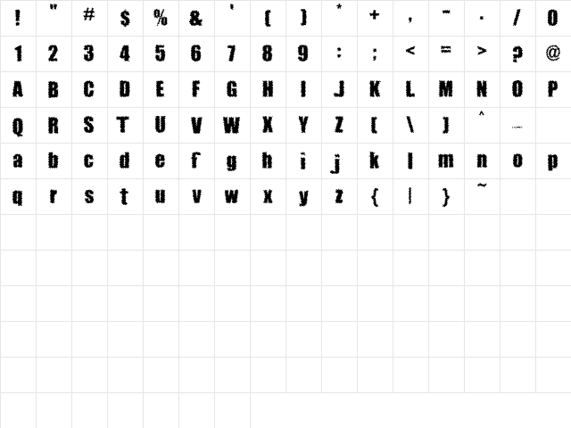 Sunlight Regular  glyph index