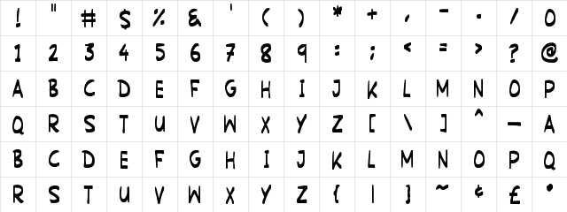 Martian Signpost Regular  glyph index