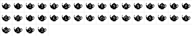 Summer's Teapots Regular  glyph index