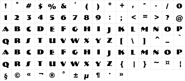 a_Bremen Bold  glyph index