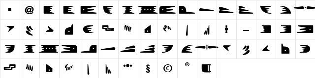 Bronz Regular  glyph index