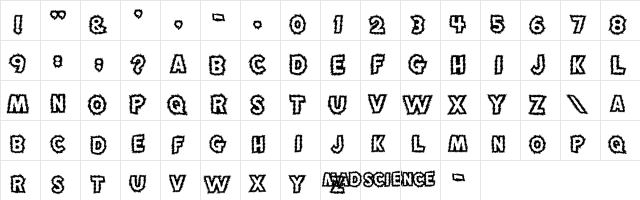 MadScience Regular  glyph index
