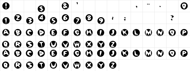 Bowling Alleys Regular  glyph index