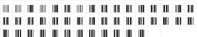 Code39SmallMedium Regular  glyph index