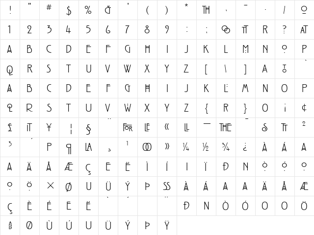 RennieMackintoshITC Regular  glyph index