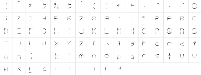 Telegraphic Light Regular  glyph index