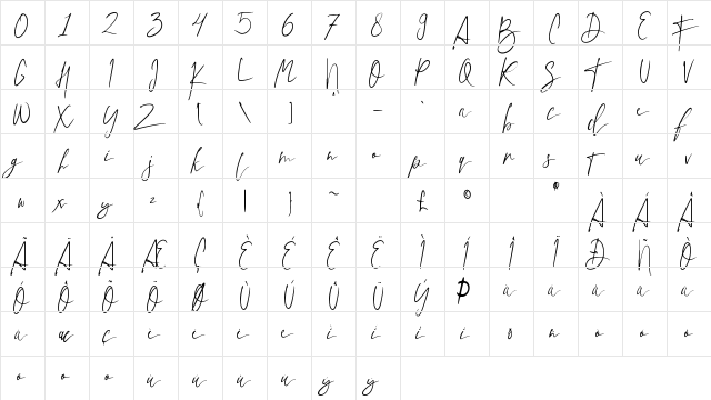 La Lune Free Script Regular  glyph index