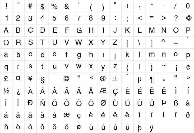 Halvorson Regular  glyph index