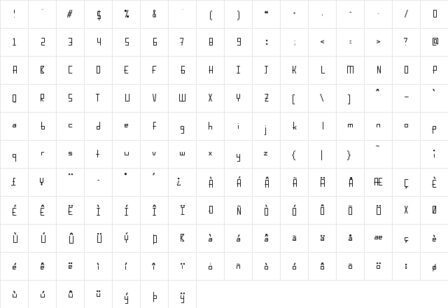 KarpowThin Regular  glyph index