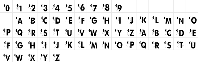 101! StARrY Nght Regular  glyph index