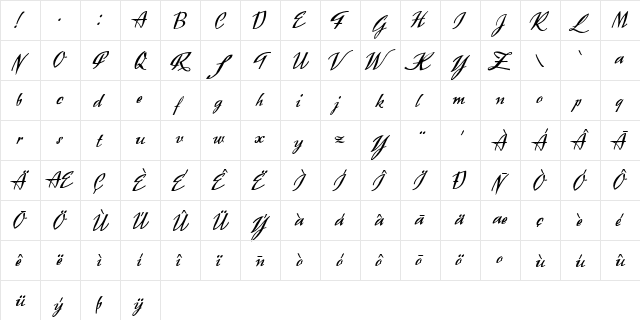 Exclusivite Regular  glyph index