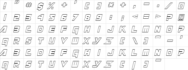 Masterforce Regular  glyph index