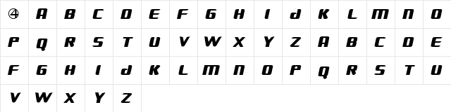FANTASTIC FOUR MOVIE SLANT Regular  glyph index