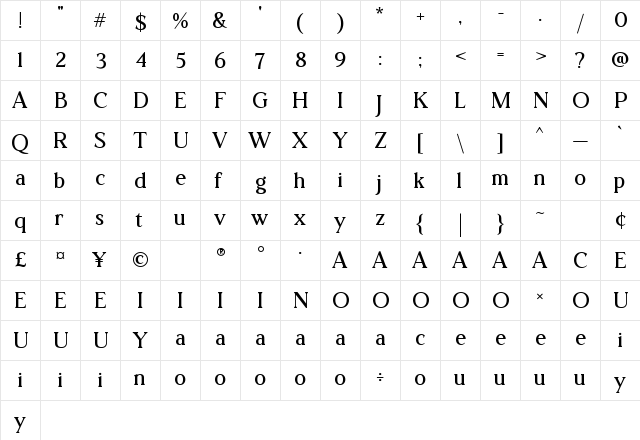 SocheliaDEMO Regular  glyph index