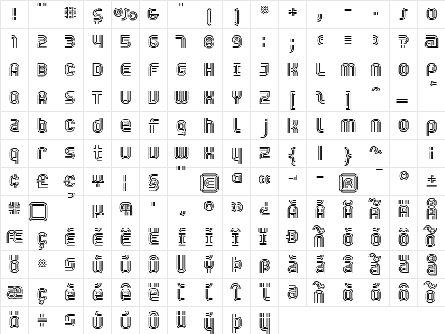 Trisect Regular  glyph index