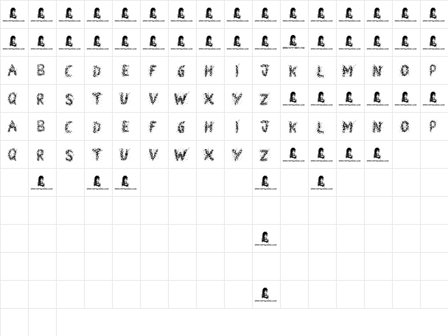 Snowmania Regular  glyph index