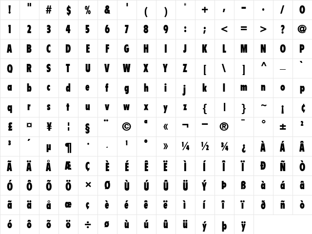 Flyer-CondensedExtraBlack Extra Black  glyph index