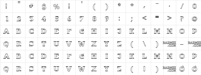 InfantylOut Regular  glyph index