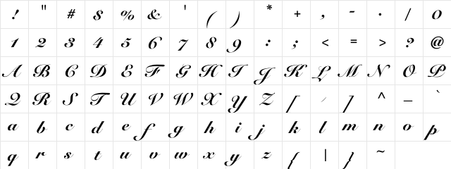 Fleur Black Regular  glyph index