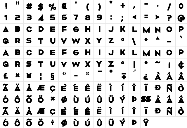 Mismo Black  glyph index