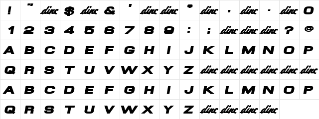 SevenDays Regular  glyph index