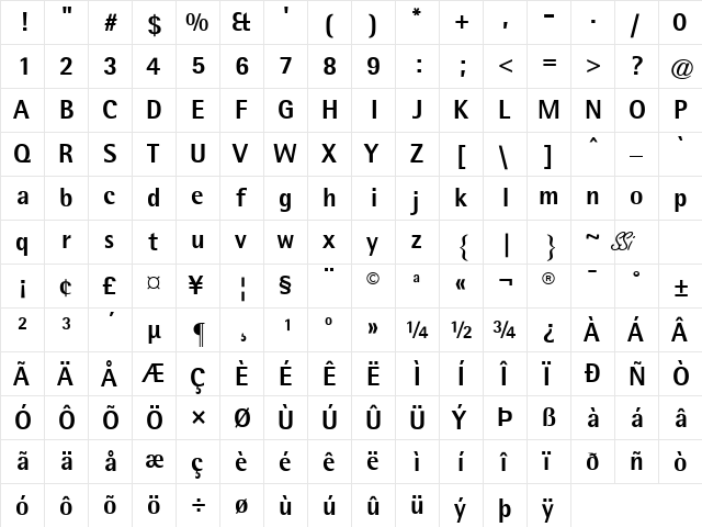 Libre SemiSans Black SSi Extra Bold  glyph index