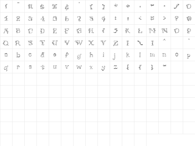 CK Leafy Capitals Regular  glyph index