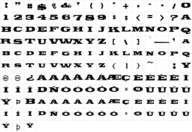 FZ JAZZY 26 Normal  glyph index