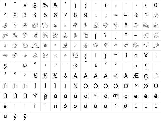SP Anl Pflanzen Normal  glyph index