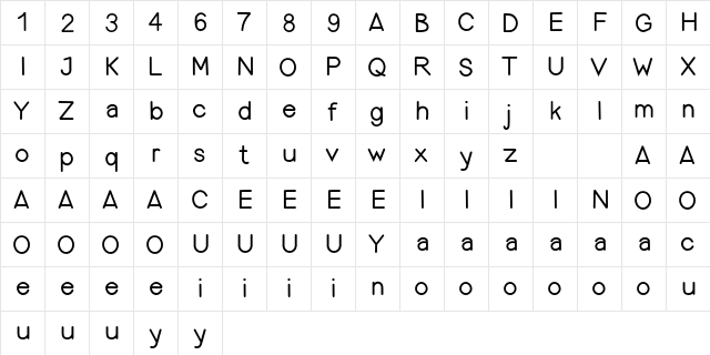 LIBURANCO Regular  glyph index