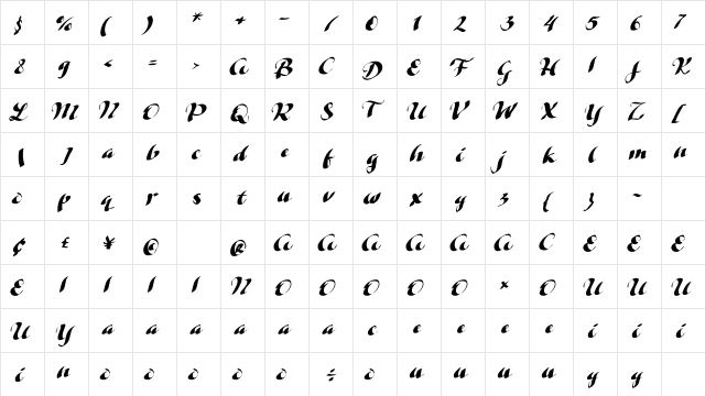 Shampoo Regular  glyph index