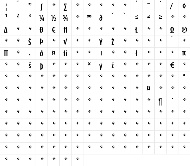 DaxCompact-BoldExpert Regular  glyph index