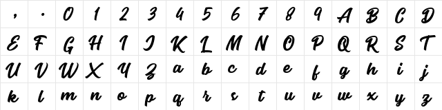 Seact Clean Regular  glyph index