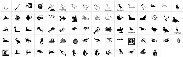 Maritime Regular  glyph index