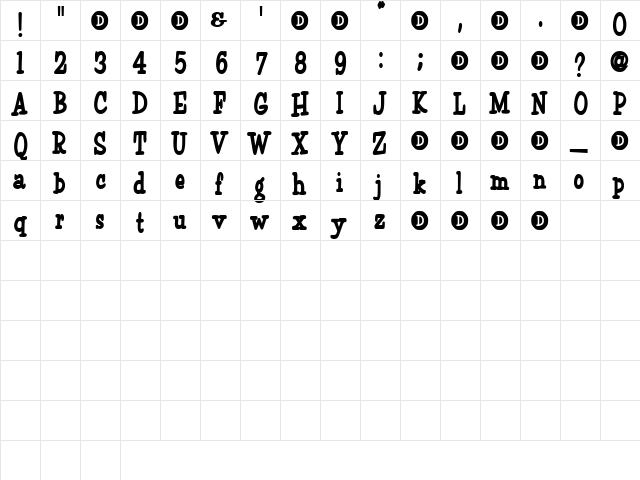 Soho Regular  glyph index