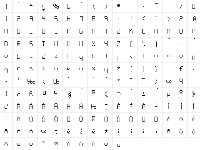 Gemini Regular  glyph index