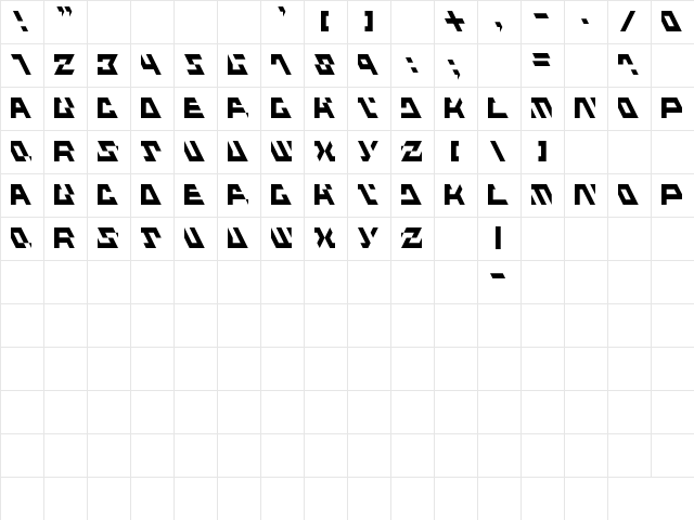 Fluxious Advance Bold  glyph index